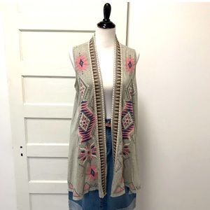 Johnny Was Tierra Embroidered Drape Vest